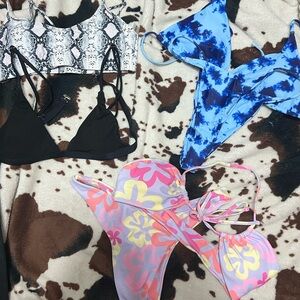 SHEIN Black, Blue, and Pink Bikinis